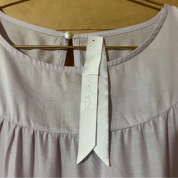 Merlette | Paradis Dress Tiered Midi Dress Puff Sleeve Popover Lavender Size M - Picture 3 of 15